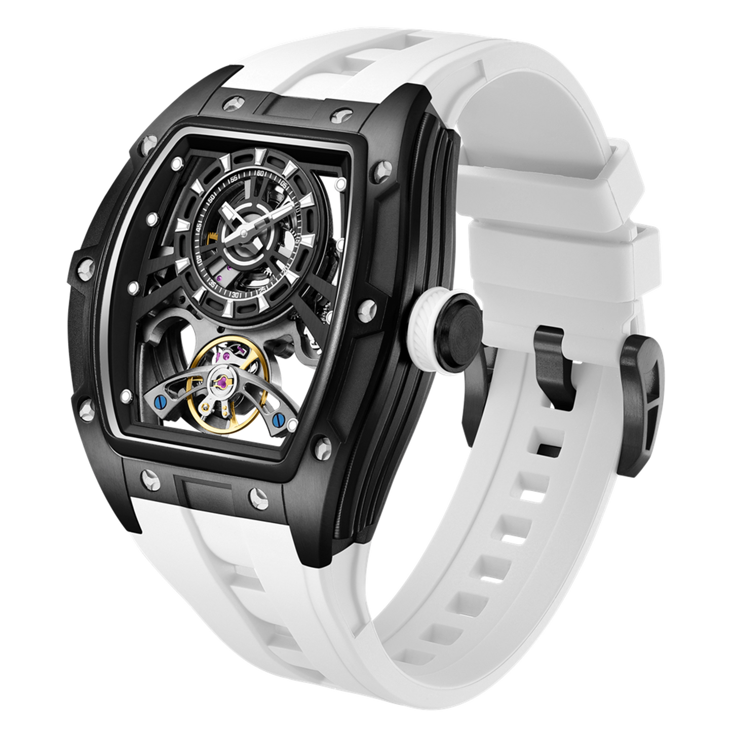 New Fashion Automatic Mechanical Watches for Men Waterproof Skeleton Dial Stainless Steel Case Male Wristwatch Clock 9198-6