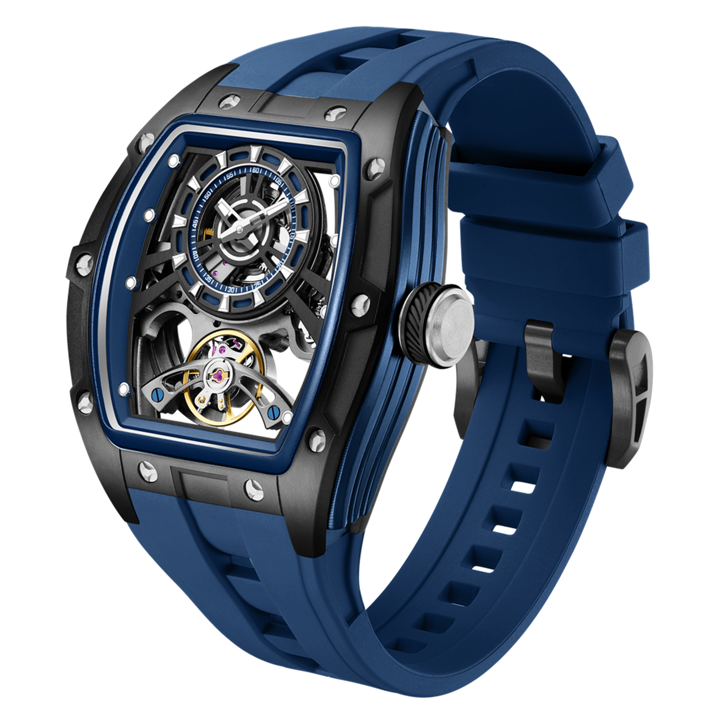 New Fashion Automatic Mechanical Watches for Men Waterproof Skeleton Dial Stainless Steel Case Male Wristwatch Clock 9198-6