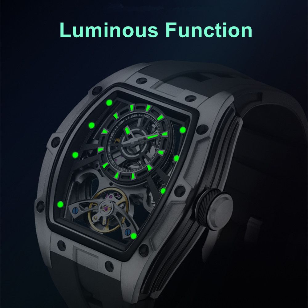 New Fashion Automatic Mechanical Watches for Men Waterproof Skeleton Dial Stainless Steel Case Male Wristwatch Clock 9198-6