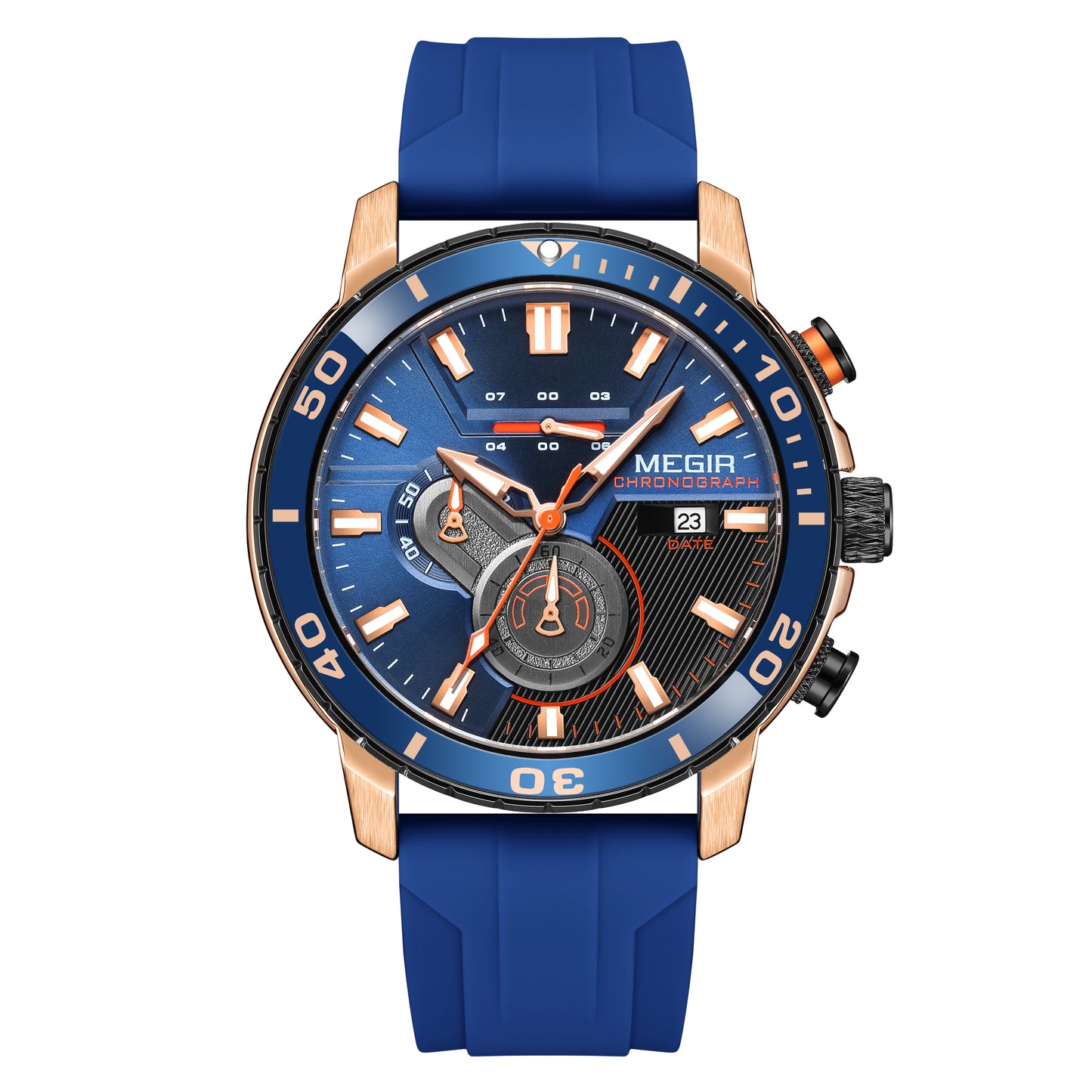 MEGIR Luxury Military Watches for Men Fashion Sport Quartz Wristwatch Waterproof Silicone Band Male Clock Chronograph with Date 2224