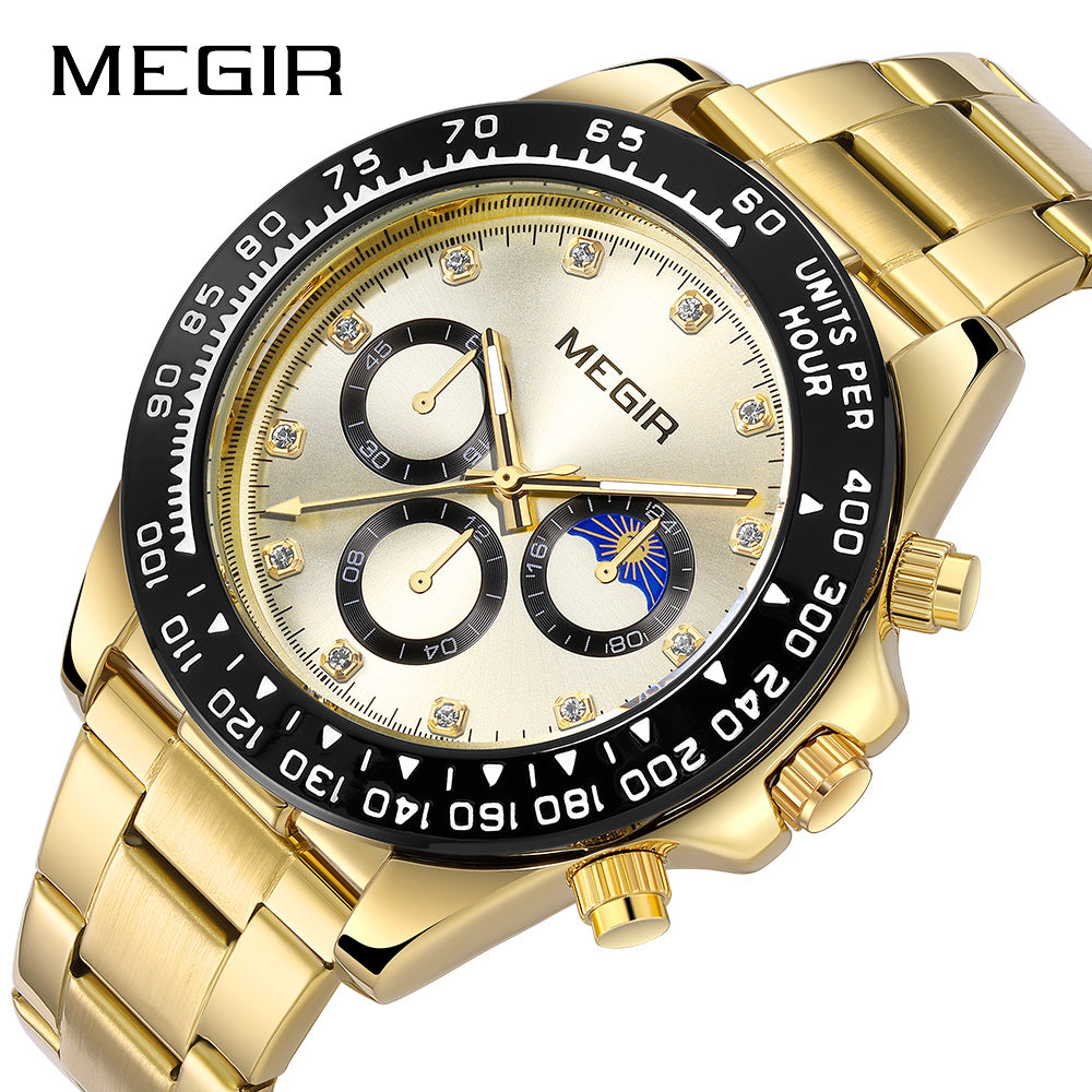 MEGIR Stainless Steel Bracelet Business Casual Wrist Watches for Men Luxury Waterproof Luminous Quartz Watch Clock Relogio Masculino 1095