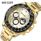 MEGIR Stainless Steel Bracelet Business Casual Wrist Watches for Men Luxury Waterproof Luminous Quartz Watch Clock Relogio Masculino 1095