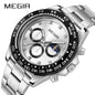 MEGIR Stainless Steel Bracelet Business Casual Wrist Watches for Men Luxury Waterproof Luminous Quartz Watch Clock Relogio Masculino 1095