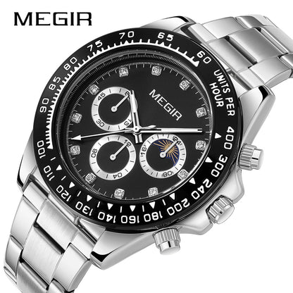 MEGIR Stainless Steel Bracelet Business Casual Wrist Watches for Men Luxury Waterproof Luminous Quartz Watch Clock Relogio Masculino 1095