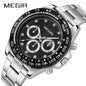 MEGIR Stainless Steel Bracelet Business Casual Wrist Watches for Men Luxury Waterproof Luminous Quartz Watch Clock Relogio Masculino 1095