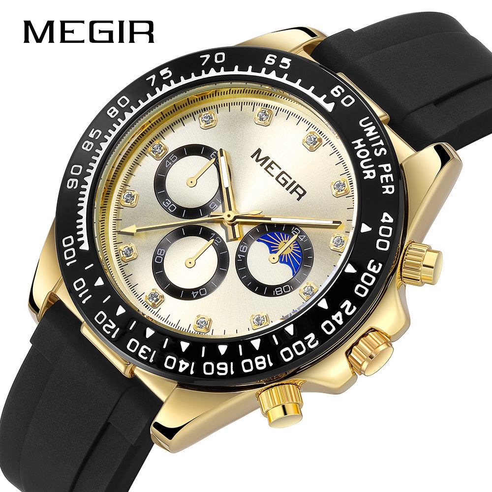 MEGIR Stainless Steel Bracelet Business Casual Wrist Watches for Men Luxury Waterproof Luminous Quartz Watch Clock Relogio Masculino 1095