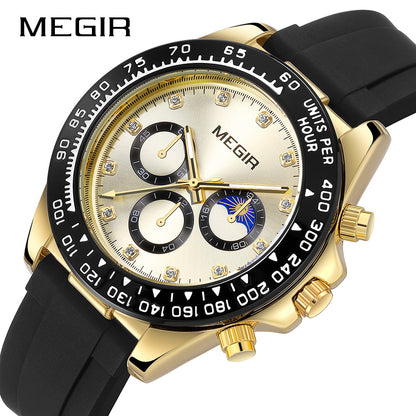 MEGIR Stainless Steel Bracelet Business Casual Wrist Watches for Men Luxury Waterproof Luminous Quartz Watch Clock Relogio Masculino 1095