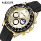 MEGIR Stainless Steel Bracelet Business Casual Wrist Watches for Men Luxury Waterproof Luminous Quartz Watch Clock Relogio Masculino 1095