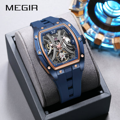 MEGIR Skeleton Dial Men Watches Luxury Automatic Mechanical Sport Watch Stainless Steel Case Man Wristwatch Clock Reloj Hombre 2245