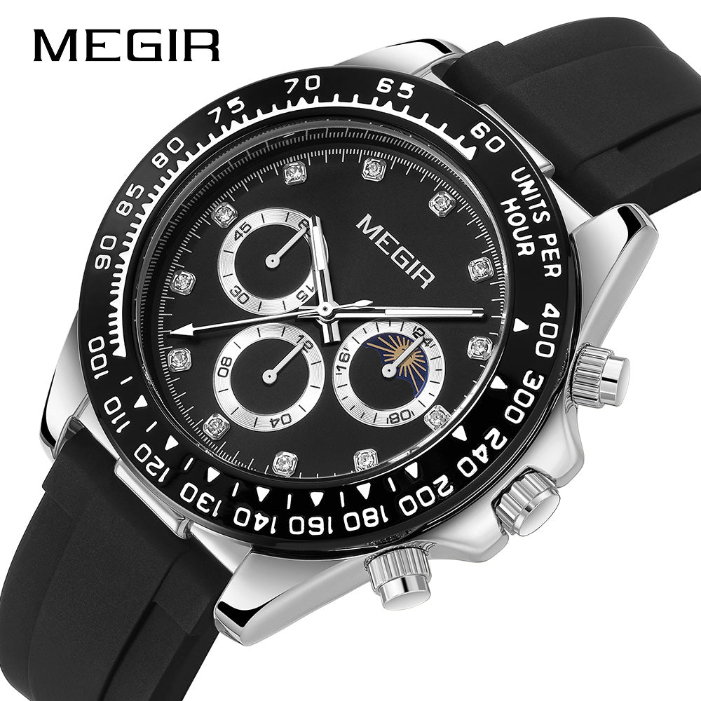 MEGIR Stainless Steel Bracelet Business Casual Wrist Watches for Men Luxury Waterproof Luminous Quartz Watch Clock Relogio Masculino 1095