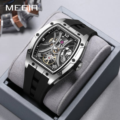 MEGIR Skeleton Dial Men Watches Luxury Automatic Mechanical Sport Watch Stainless Steel Case Man Wristwatch Clock Reloj Hombre 2245