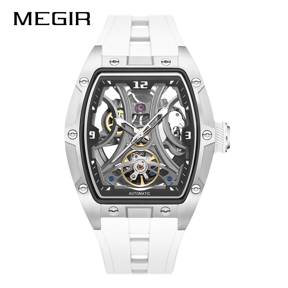 MEGIR Skeleton Dial Men Watches Luxury Automatic Mechanical Sport Watch Stainless Steel Case Man Wristwatch Clock Reloj Hombre 2245