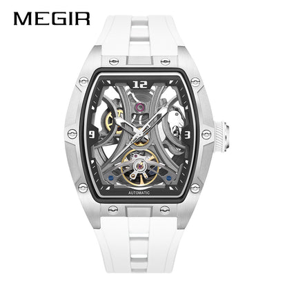 MEGIR Skeleton Dial Men Watches Luxury Automatic Mechanical Sport Watch Stainless Steel Case Man Wristwatch Clock Reloj Hombre 2245