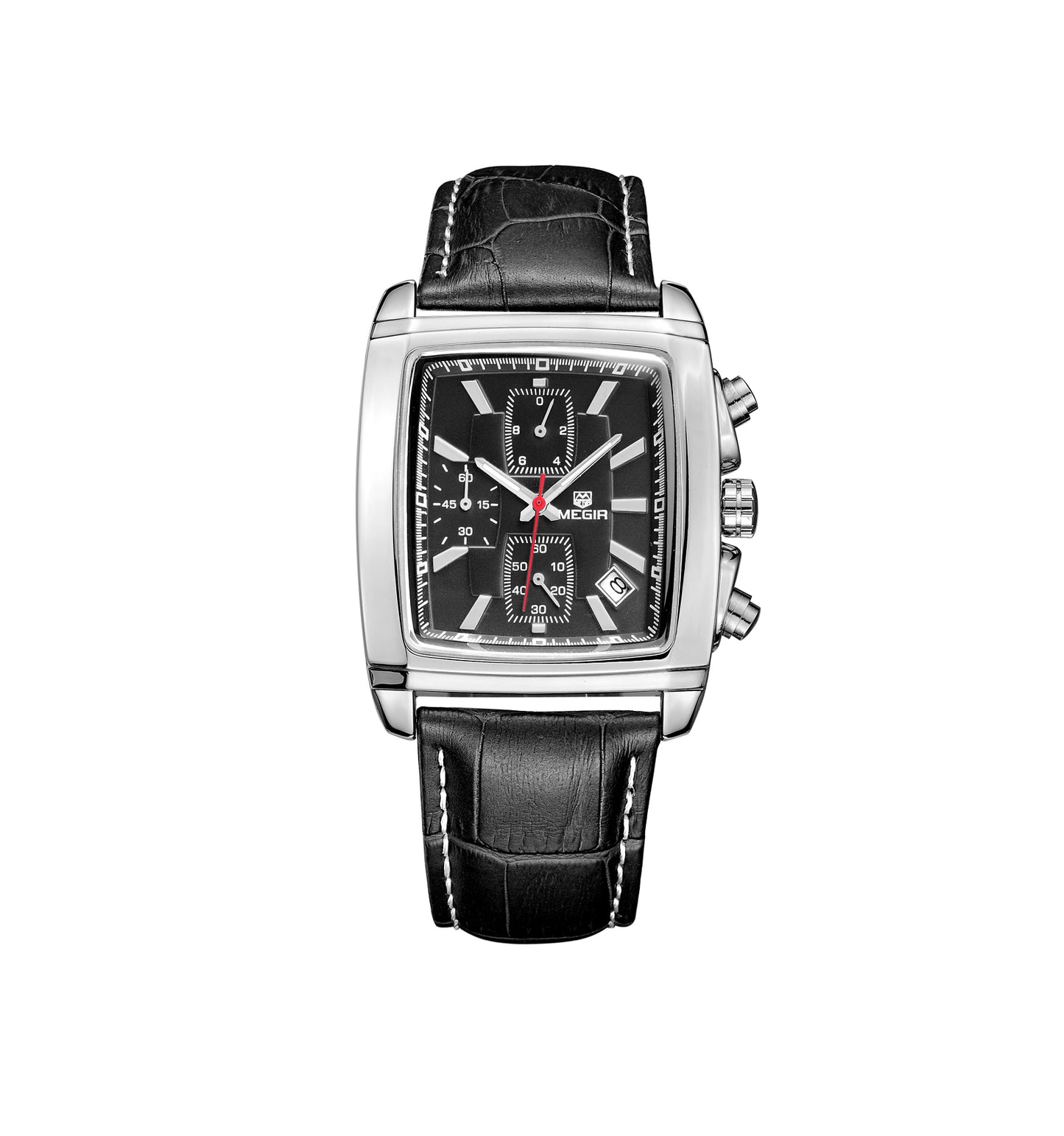 MEGIR Watch Men Business Wristwatch Rectangle Quartz Military Watches Waterproof Luminous Leather Strap Sport Casual Clock Reloj Hombre 2028