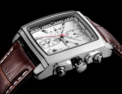 MEGIR Watch Men Business Wristwatch Rectangle Quartz Military Watches Waterproof Luminous Leather Strap Sport Casual Clock Reloj Hombre 2028