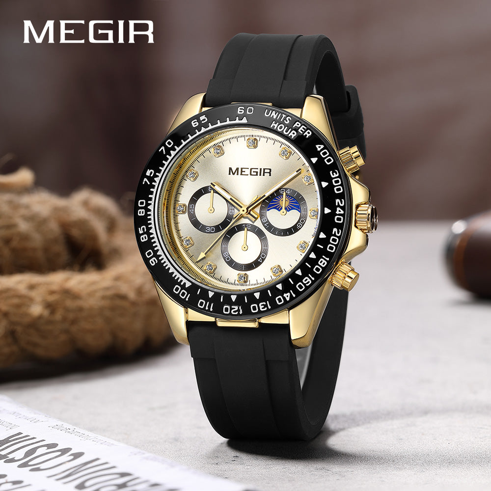 MEGIR Stainless Steel Bracelet Business Casual Wrist Watches for Men Luxury Waterproof Luminous Quartz Watch Clock Relogio Masculino 1095