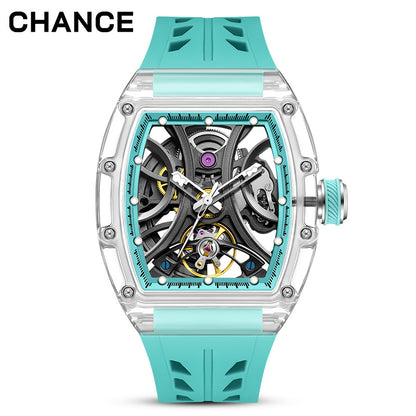 CHANCE Automatic Sport Watch for Men Transparent Mechanical Movment Wristwatch 9-195-11