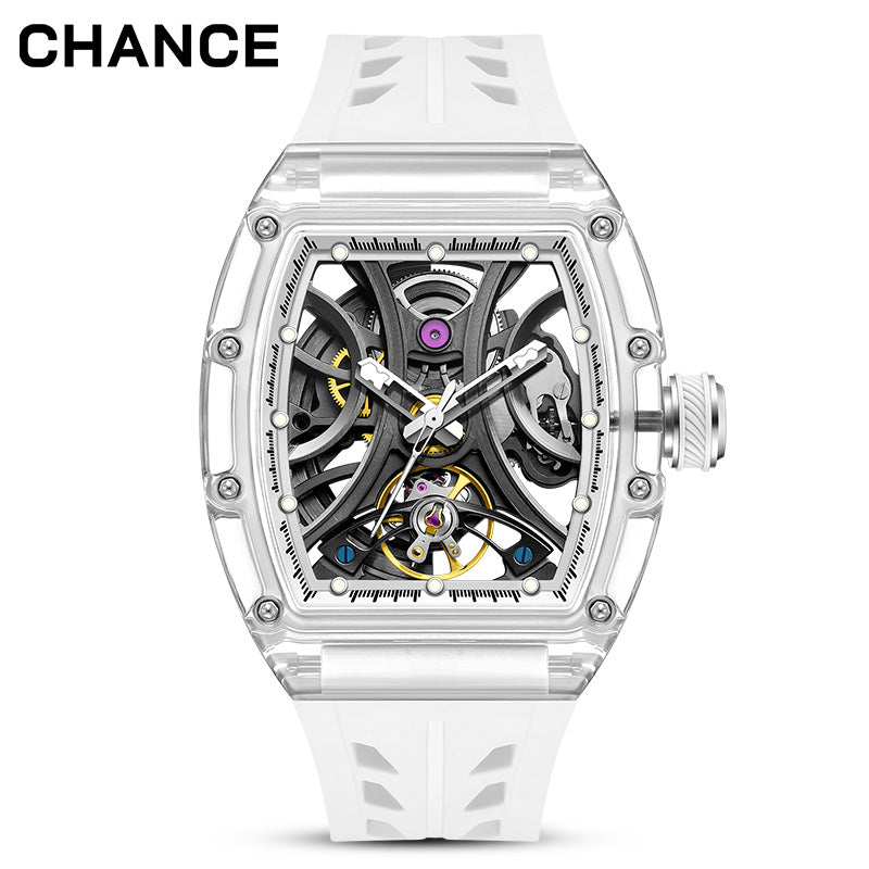 CHANCE Automatic Sport Watch for Men Transparent Mechanical Movment Wristwatch 9-195-11