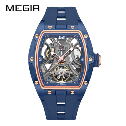 MEGIR Skeleton Dial Men Watches Luxury Automatic Mechanical Sport Watch Stainless Steel Case Man Wristwatch Clock Reloj Hombre 2245