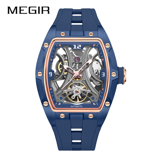 MEGIR Skeleton Dial Men Watches Luxury Automatic Mechanical Sport Watch Stainless Steel Case Man Wristwatch Clock Reloj Hombre 2245