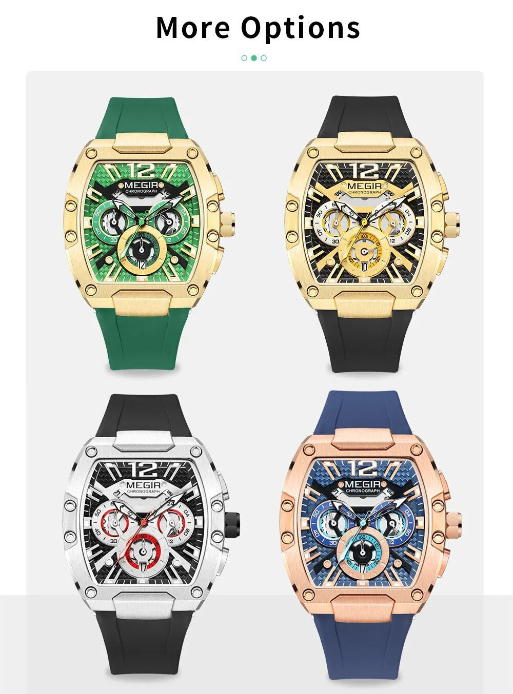 MEGIR Original Fashion Mens Watches Sport Military Chronograph Calendar Silicone Strap Quartz Wrist Watch Relogio Masculino 8112