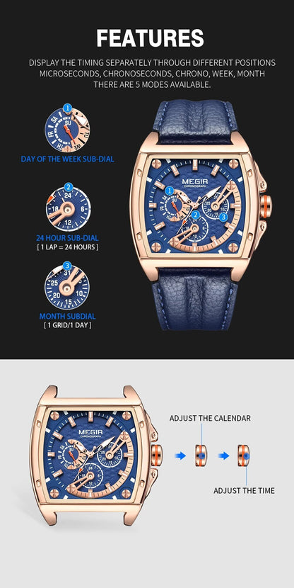 MEGIR Watch for Men Top Brand Fashion Quartz Clock Luminous Waterproof Sport Big Dial Wristwatch Relogio Masculino 2204