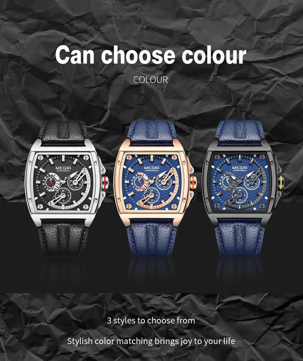 MEGIR Watch for Men Top Brand Fashion Quartz Clock Luminous Waterproof Sport Big Dial Wristwatch Relogio Masculino 2204