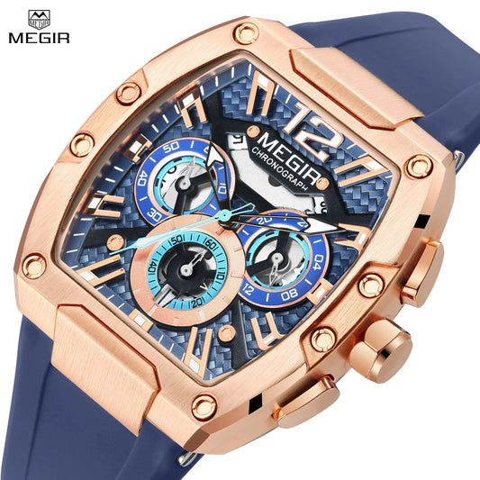 MEGIR Original Fashion Mens Watches Sport Military Chronograph Calendar Silicone Strap Quartz Wrist Watch Relogio Masculino 8112