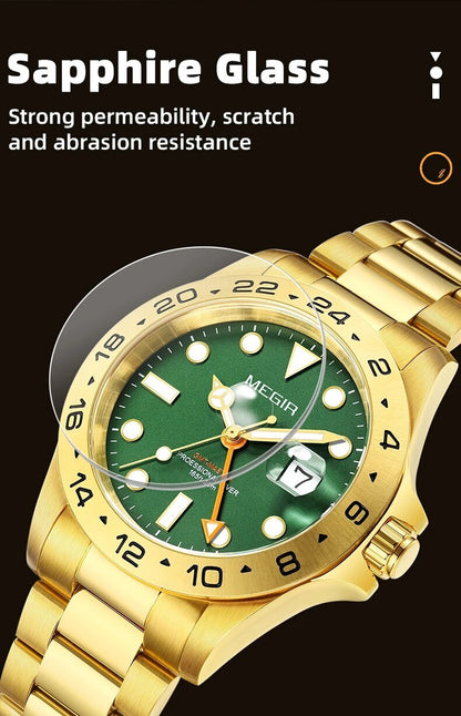 MEGIR Watches New Luxury Business Men Watch Fashion Quartz Clock Calendar Stainless Steel Man's Wristwatch Relogio Masculino 8404