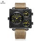 MEGIR Mens Watches Fashion Square Quartz Casual Sport Wristwatch Leather Waterproof Man Clock Wrist Watch Relogio Masculino 2069