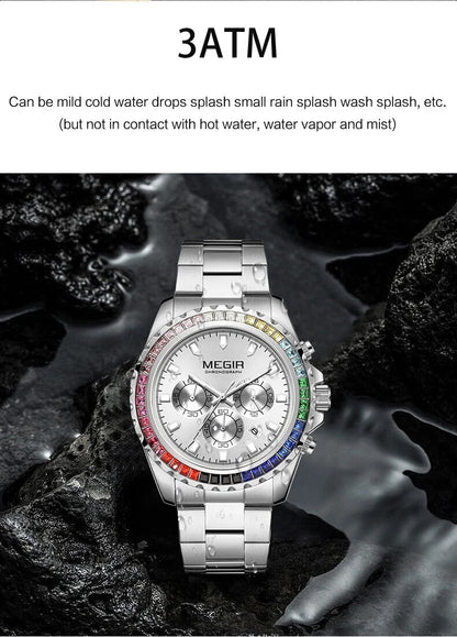 MEGIR Men Watches Brand Luxury Military Wristwatch Waterproof Steel Strap Quartz Chronograph Date Clock Male Relogio Masculino