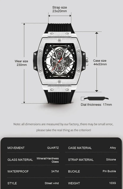 RUIMAS Reloj Hombre Fashion Brand Men Silicone Strap Watches Quartz Casual Wrist Watches Clock Waterproof Sport Montre Homme