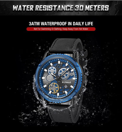 RUIMAS Relogio Masculino Luxury Leather Band Quartz Wristwatch Men Big Dial Moda Watches Waterproof Sport Military Reloj Hombre