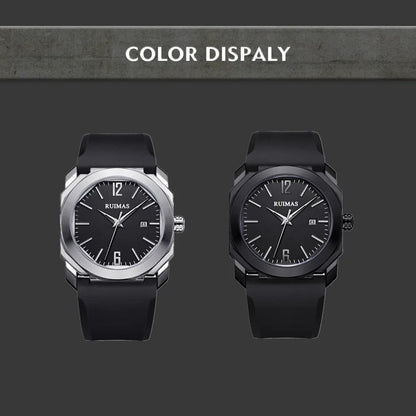 RUIMAS Luxury Silicone Band Quartz Sport Watches for Men Waterproof Calendar Casual Large Dial Wristwatch Clock Montre Homme