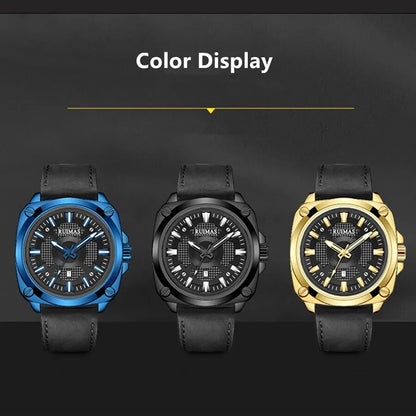 RUIMAS Top Brand Fashion Sports Quartz Wrist Watches for Men Waterproof Luminous Leather Band Relogio Masculino with Auto Date
