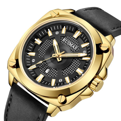 RUIMAS Top Brand Fashion Sports Quartz Wrist Watches for Men Waterproof Luminous Leather Band Relogio Masculino with Auto Date
