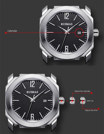 RUIMAS Luxury Silicone Band Quartz Sport Watches for Men Waterproof Calendar Casual Large Dial Wristwatch Clock Montre Homme