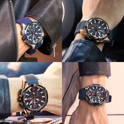 MEGIR Black Men Watch Silicone Luminous Chronograph Original Army Military Sport WristWatches Clock Montre Homme Reloj Hombre 2161