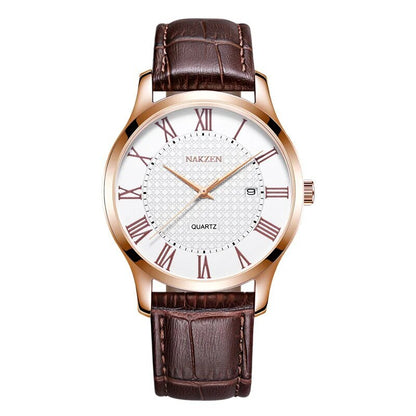 NAKZEN Brand Luxury Cool Men Quartz Watch Gentleman Retro Leather Waterproof Watches Sapphire Movement Male Dress Wristwatch