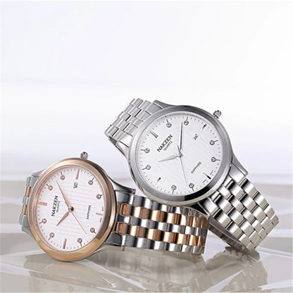 NAKZEN Gold Quartz Watch Top Brand Luxury Men Watches Fashion Stainless Steel Wristwatches Male Clock Relogio Masculino