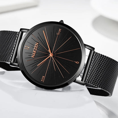 relogio masculino NAKZEN Brand Luxury Watches Men Fashion Creative Casual Analog Retro Stainless Steel Strap Quartz Watch