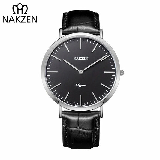 NAKZEN Luxury Brand Men Watches Leather Strap Sapphire Quartz Watch  Male Classic Fashion Wristwatch Clock Relogio Masculino