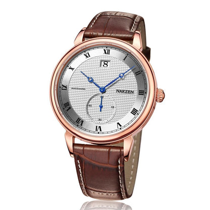 NAKZEN Classic Men Watch Top Brand Luxury Function Date Leather Sport Watches Male Business Quartz WristWatch Relogio Masculino