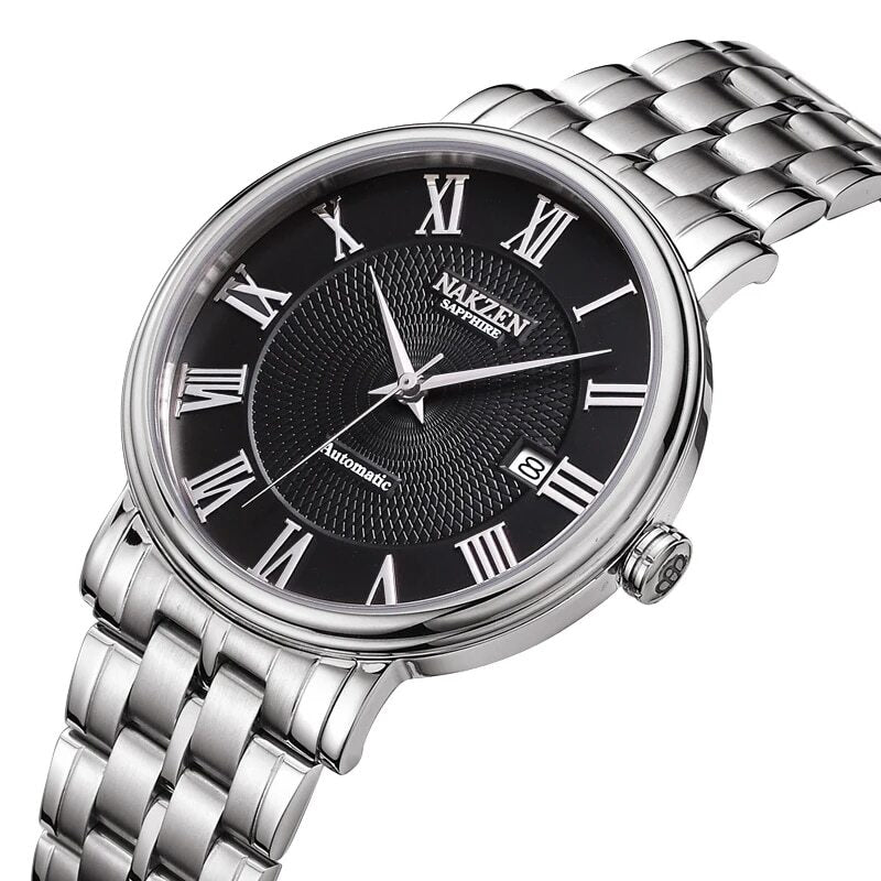 NAKZEN Men Classic Automatic Mechanical Watches Brand Luxury Man Stainless Steel Wristwatch Clock Relogio Masculino Miyota 9015
