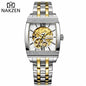 NAKZEN Rectangle Automatic Mechanical Men Watches Unique Design Tourbillon Skeleton Watch Luxury Valuable Male Clock Wrist Watch 6032