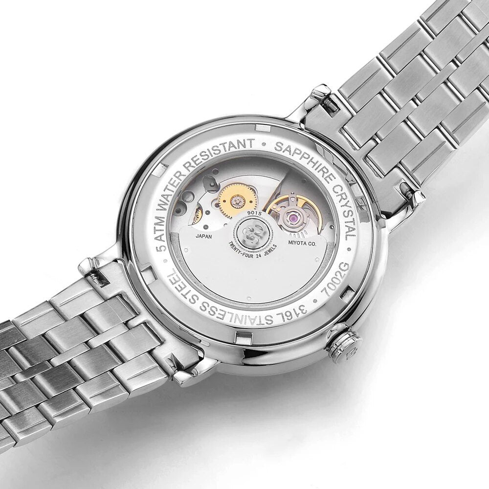 NAKZEN Men Classic Automatic Mechanical Watches Brand Luxury Man Stainless Steel Wristwatch Clock Relogio Masculino Miyota 9015