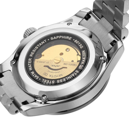 NAKZEN Men Japan NH35 Movement Automatic Mechanical Watch Elegant Diamond Stainless Steel Bracelet Watches Relogio Masculino