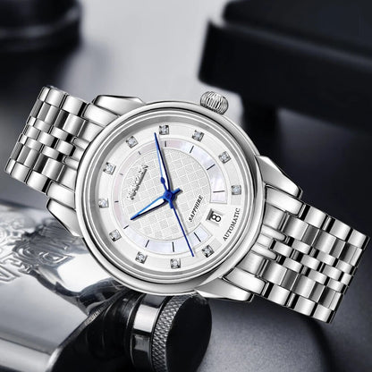 NAKZEN Men Japan Automatic NH35 Movement Mechanical Watch Mens Luminous Waterproof Diamond Classic Wrist Watches Reloj Hombre