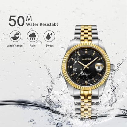 NAKZEN Watch Luxury Men Automatic Mechanical Tourbillon Clock Fashion Sapphire Glass Stainless Steel Waterproof Watches NH35 Mov