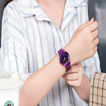 NAKZEN Rose Gold Women Watches Minimalism Starry sky Magnet Buckle Fashion Wristwatch Waterproof Roman Numeral reloj mujer